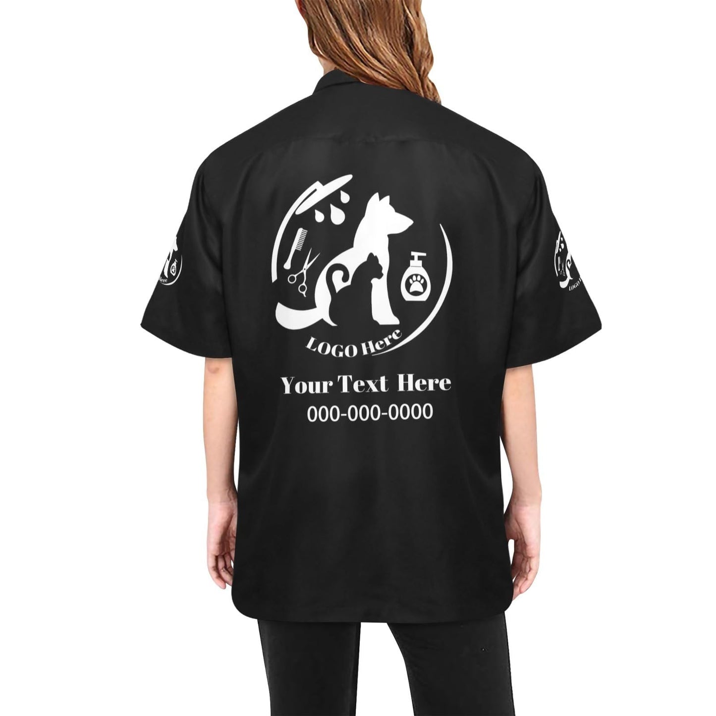 Cowcute Custom Pet Grooming Smocks for Groomer, Personalized Logo Dog Grooming Jackets Work Shirt Uniform Waterproof Workwear