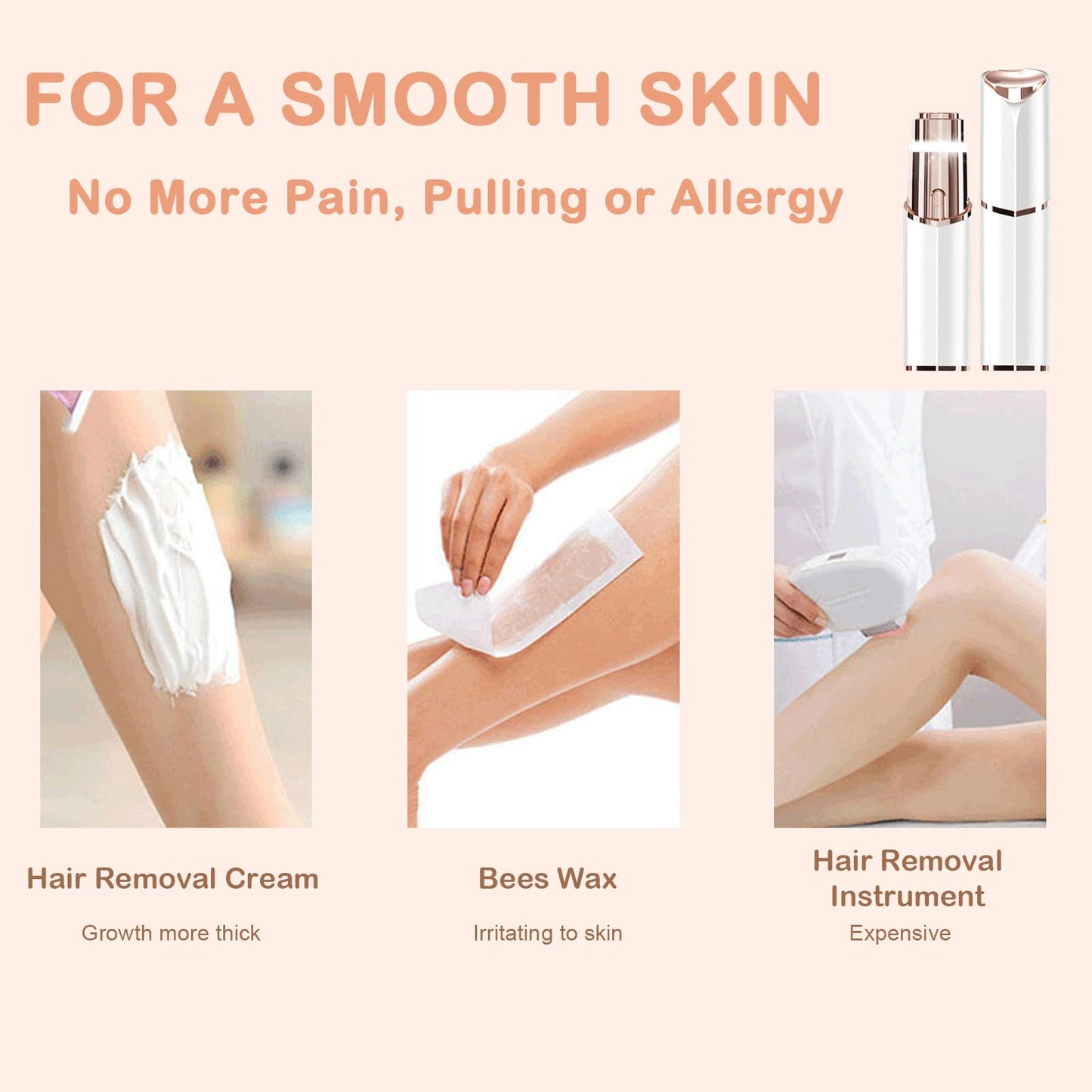 Face Shaver for Women - Electric Chin Hair Removal - Women’s Portable Razors for Upper Lip Mustache Chin Peach Fuzz for Girls - Rechargeable Facial Trimmer with LED Light