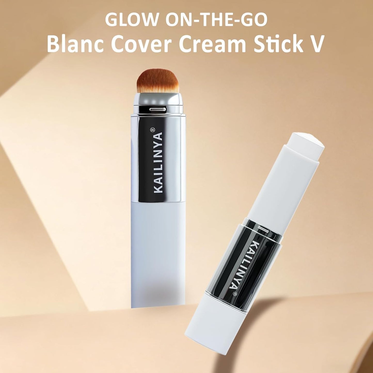 Korean Color Changing Foundation Stick - 2-in-1 Waterproof Hydrating Makeup | Dual-Ended Concealer & Brush (201)