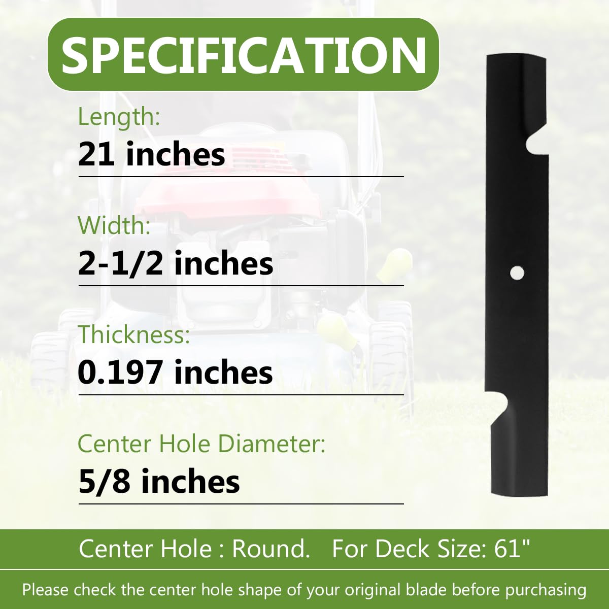 BCQNXX 482879 High Lift Blades Set Replaces Scag 48111 481708 481712 482787 Ferris 1520842 Husqvarna 539101733, Compatible with IS1500ZX IS2000Z IS2500Z 61" Deck (3PACK)
