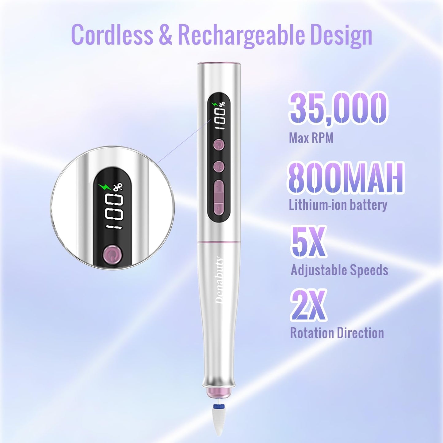 Cordless Electric Nail Drill Machine - 35000RPM Professional E-File Kit | 13-in-1 Manicure & Pedicure Set