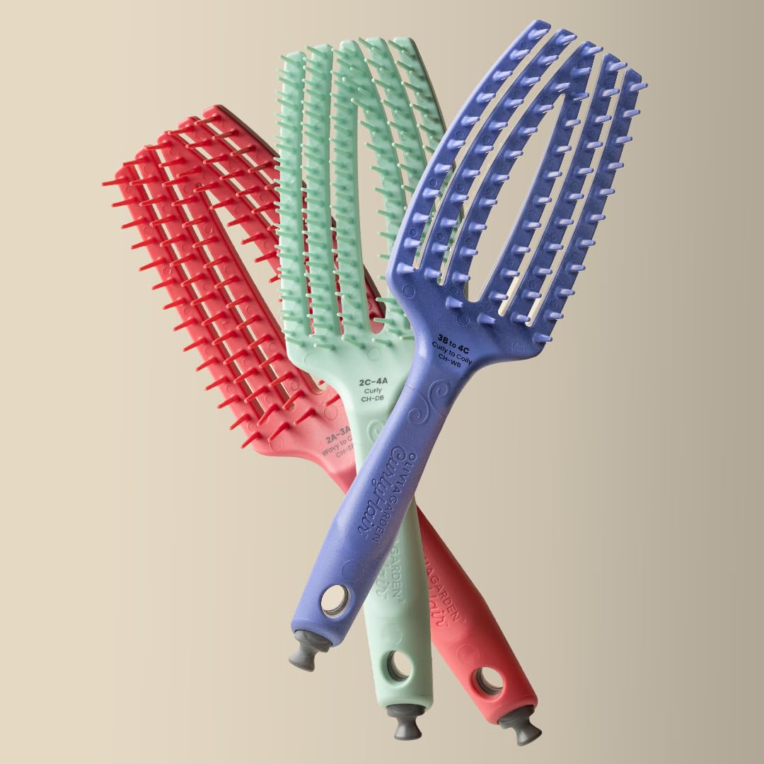 Olivia Garden CurlyHair Brush for Wet or Dry Hair - Curly Hair Brush for Detangling, Product Layering, Curl Encouragement, Scalp Care - Dual Bristles Brush