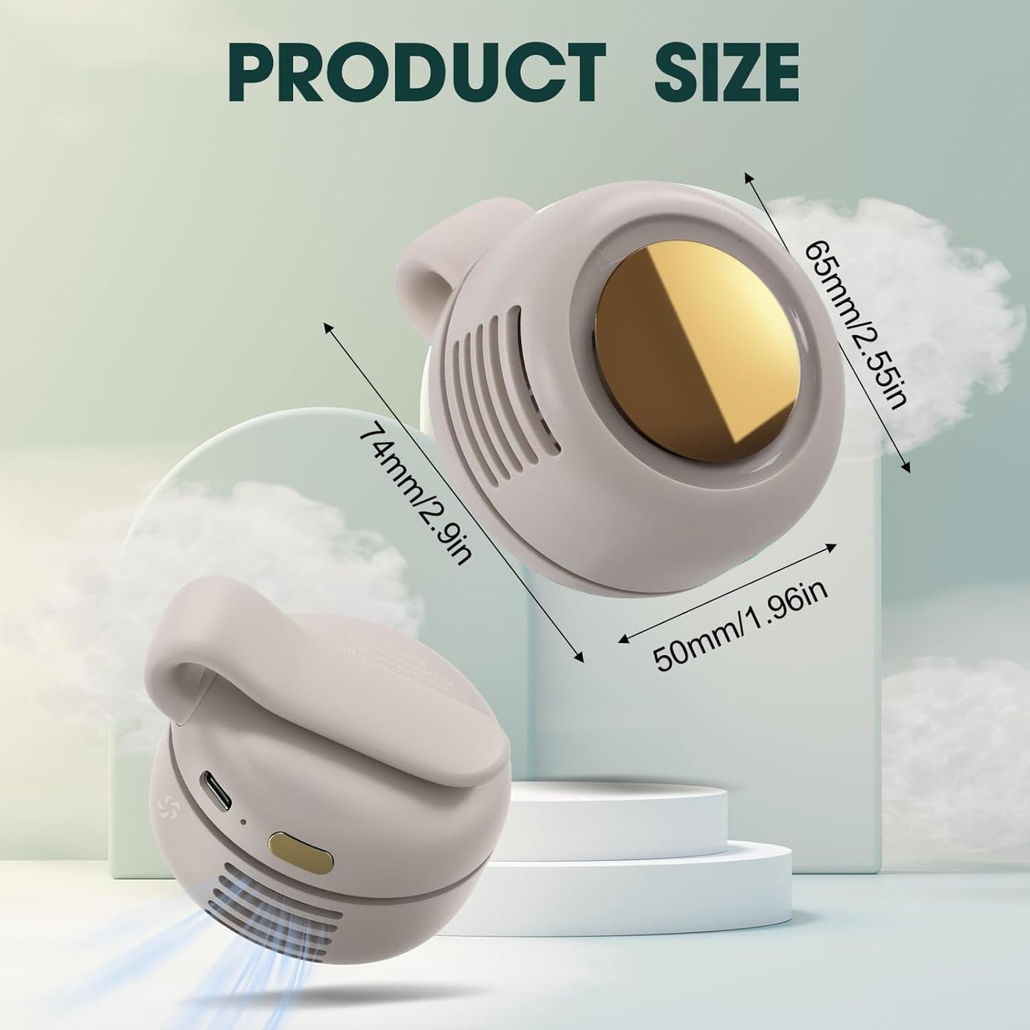 Gaukomzs Portable Silent Mini Bladeless Fan Clip On,3-Speed Clip-on Fan for Shirt and Waist (White)