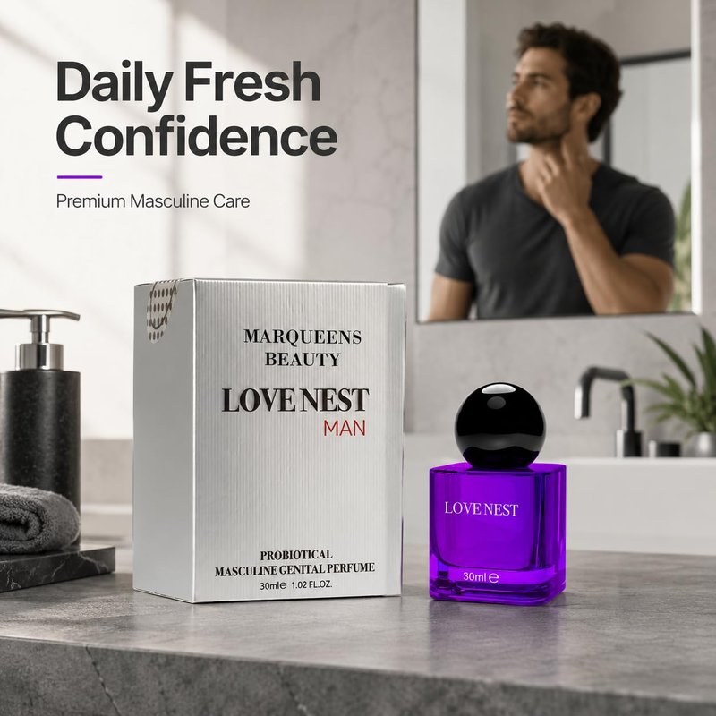 MARQUEENSBEAUTY Lovenest Men's Masculine Fragrance, Hydrating, pH Balanced, Odor Protection & Vitality, Postbiotic Formula for Daily Care, 1 Fl oz(30 mL)