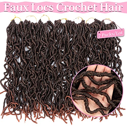 Umylar Faux Locs Crochet Hair 24 Inch Goddess Wavy Locs - 7 Packs, 1B/350#