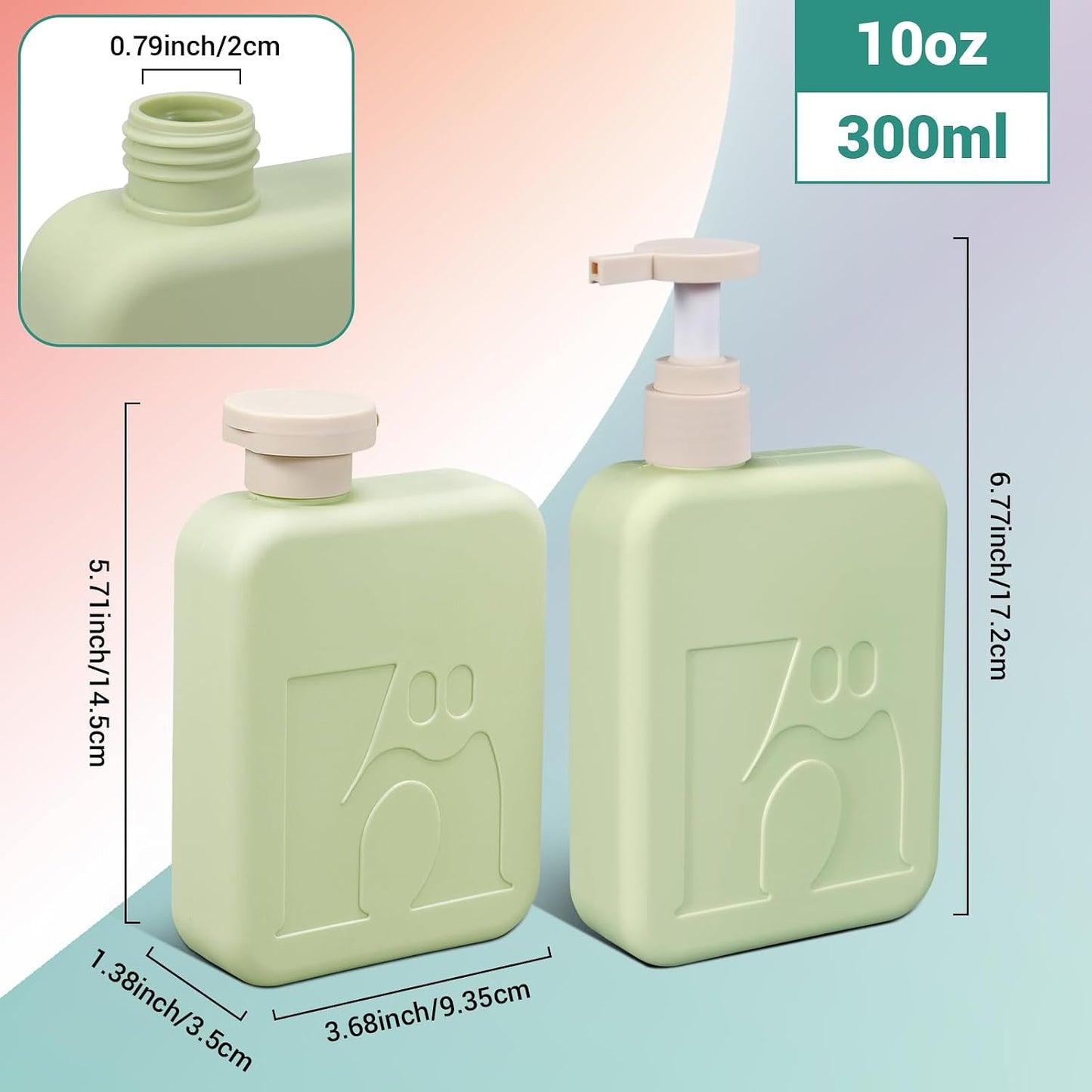 Travel Pump Bottles - Refillable Leak-Proof Squeeze Containers for Shampoo & Toiletries | 2 Pack, 11oz/330ml