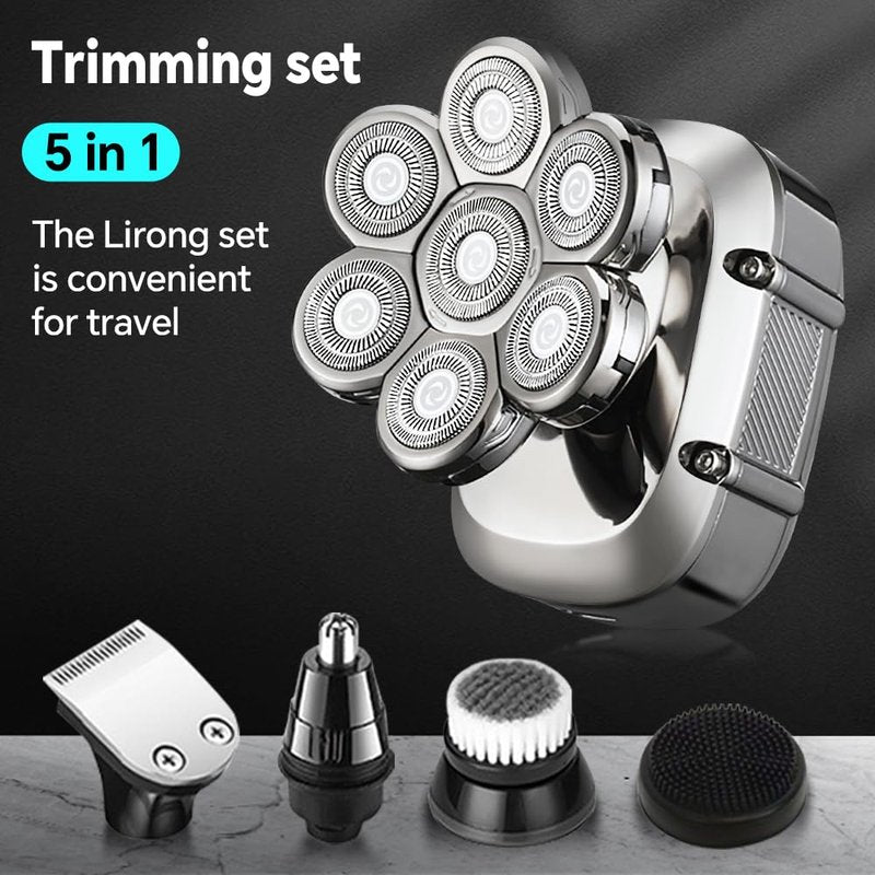 5-in-1 Electric 7D Head Shavers for Bald Men,Wet Dry Waterproof Cordless Men's Rotary Razor for Head/Face, Grooming Kit with Nose Trimmer-Hair Clippers, LED Display USB Charging Rechargeable