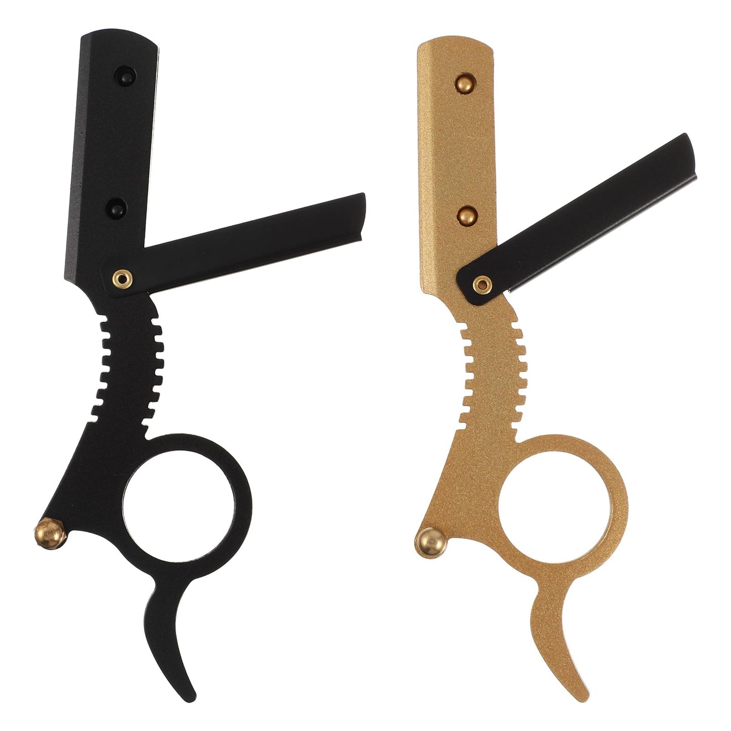 Beavorty Manual Razor 2 Pcs Finger Razors for Men Beard Shaving and Eyebrow Grooming Straight Edge Metal Barber Tools 5.11 Inch Ergonomic Design