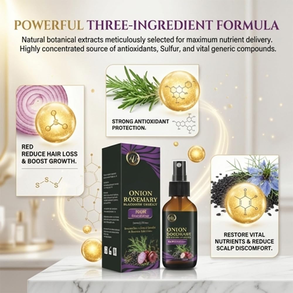 Onion Juice Hair Growth Oil - Hydrating Serum with Rosemary & Black Rice | Cold-Pressed Formula for Scalp Care
