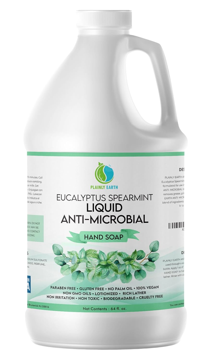 AntiMicrobial Hand Soap - Eucalyptus Spearmint Liquid Refill | 64 oz, Gentle & Moisturizing Formula