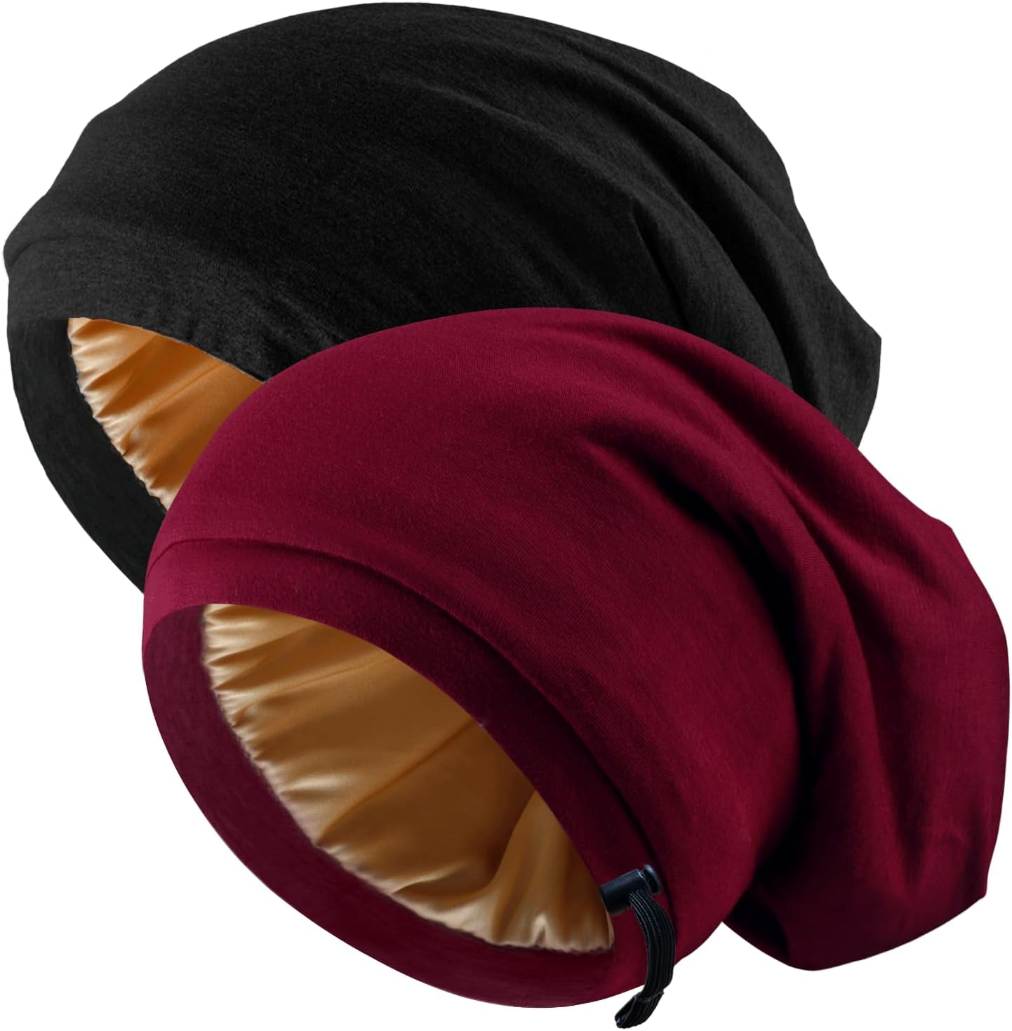 Adjustable Silk Hair Bonnet - Satin Lined Sleep Cap for Women & Men | 2 Pcs Set
