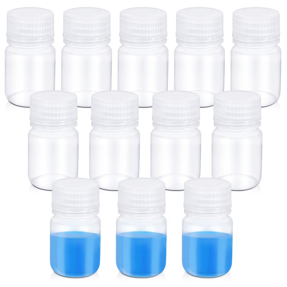 UMETASS 12 Pack 1oz Plastic Bottles with Lids - Wide Mouth BPA-Free Leak-Proof Sample Containers for Lab Reagents, Pills, Cosmetics, Travel Toiletries & Essential Oils Storage (Transparent, 1OZ/30ML)