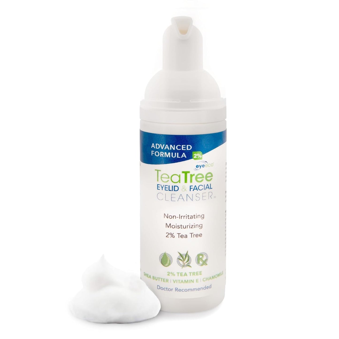 EyeEco Tea Tree Eyelid & Facial Cleanser - Non-Irritating Daily Wash with Shea Butter | 50 ml