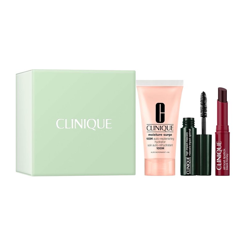 Clinique Icons Gift Set - Almost Lipstick, Moisture Surge & High Impact Mascara | 3 Travel Size Essentials