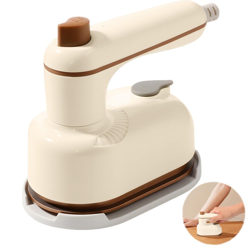 Steam Iron,Portable Travel Steamer Iron for Clothes,2-In-1 Steamer and Irons,Continuous Steam & Dry Ironing,Mini Travel Irons for Home,College Use (White)