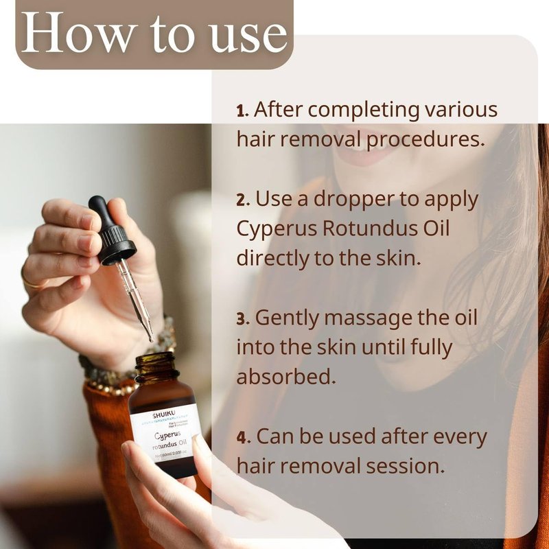 Cyperus Rotundus Oil for Hair Removal - 100% Pure Natural Extract | Smooth Skin, Reduce Body Hair Growth - 60ml (2 Packs)
