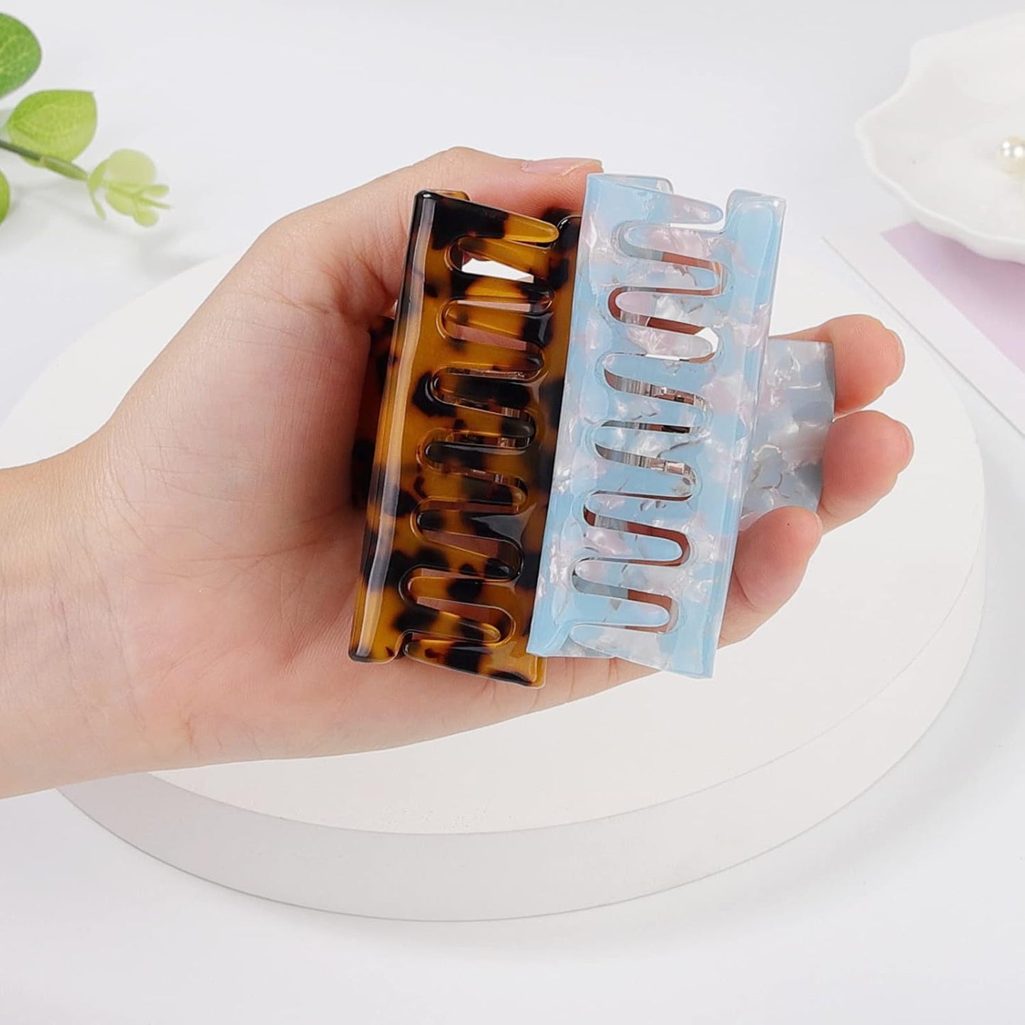 Hair Claw Clips - 8 Pack Tortoise Rectangle Barrettes | 3-Inch Fashion Clips for Women
