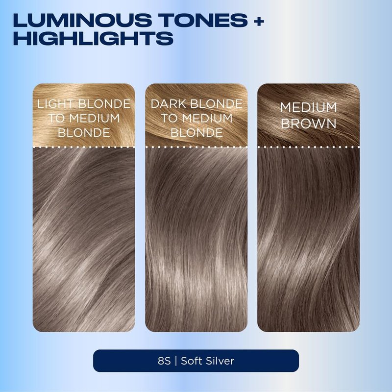 Clairol Nice'n Easy Permanent Hair Dye - 8S Soft Silver | 100% Gray Coverage & Natural Shine