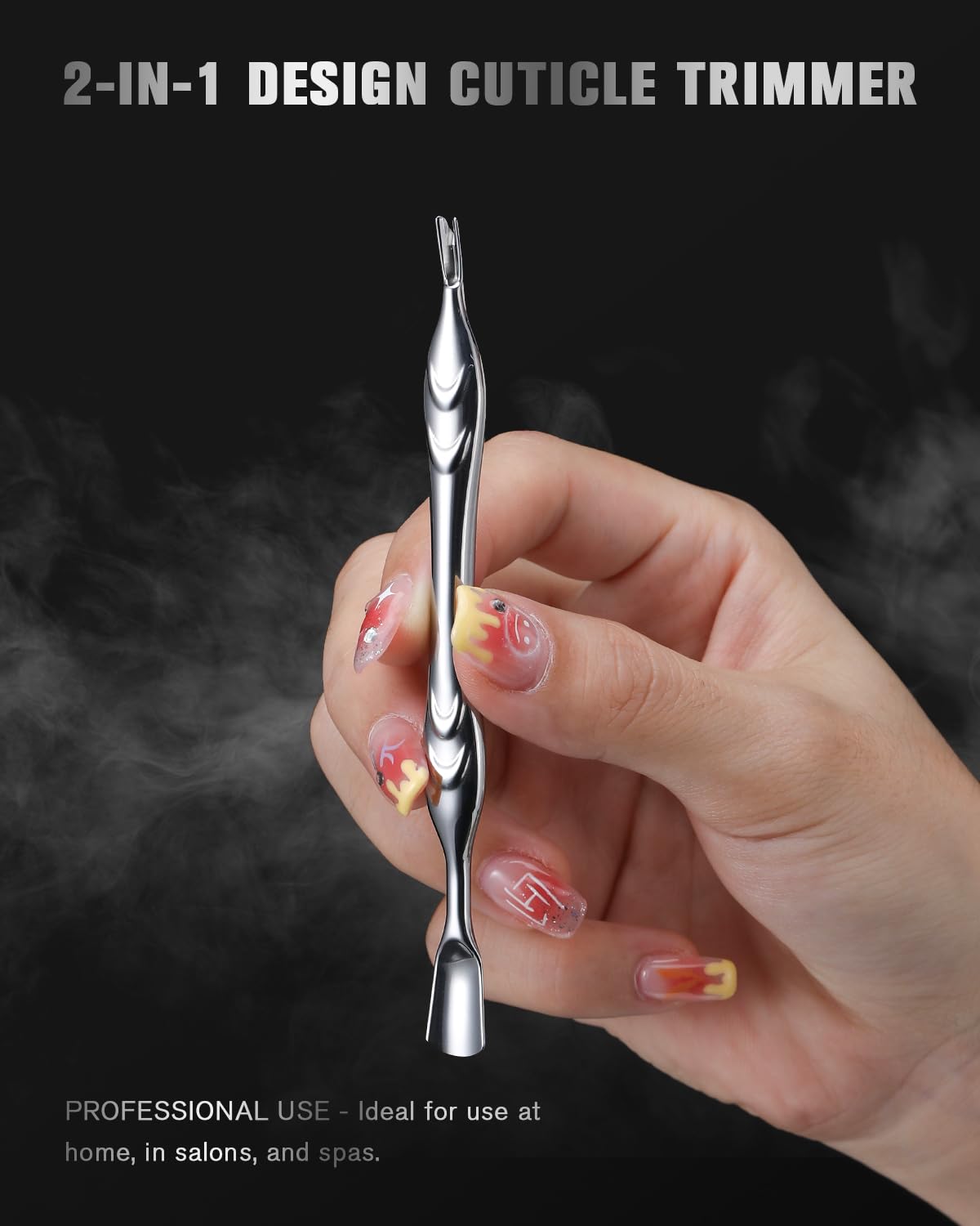 FERYES Cuticle Pusher & Trimmer - 2-in-1 Stainless Steel Nail Care Tool for Manicures & Pedicures | Silver