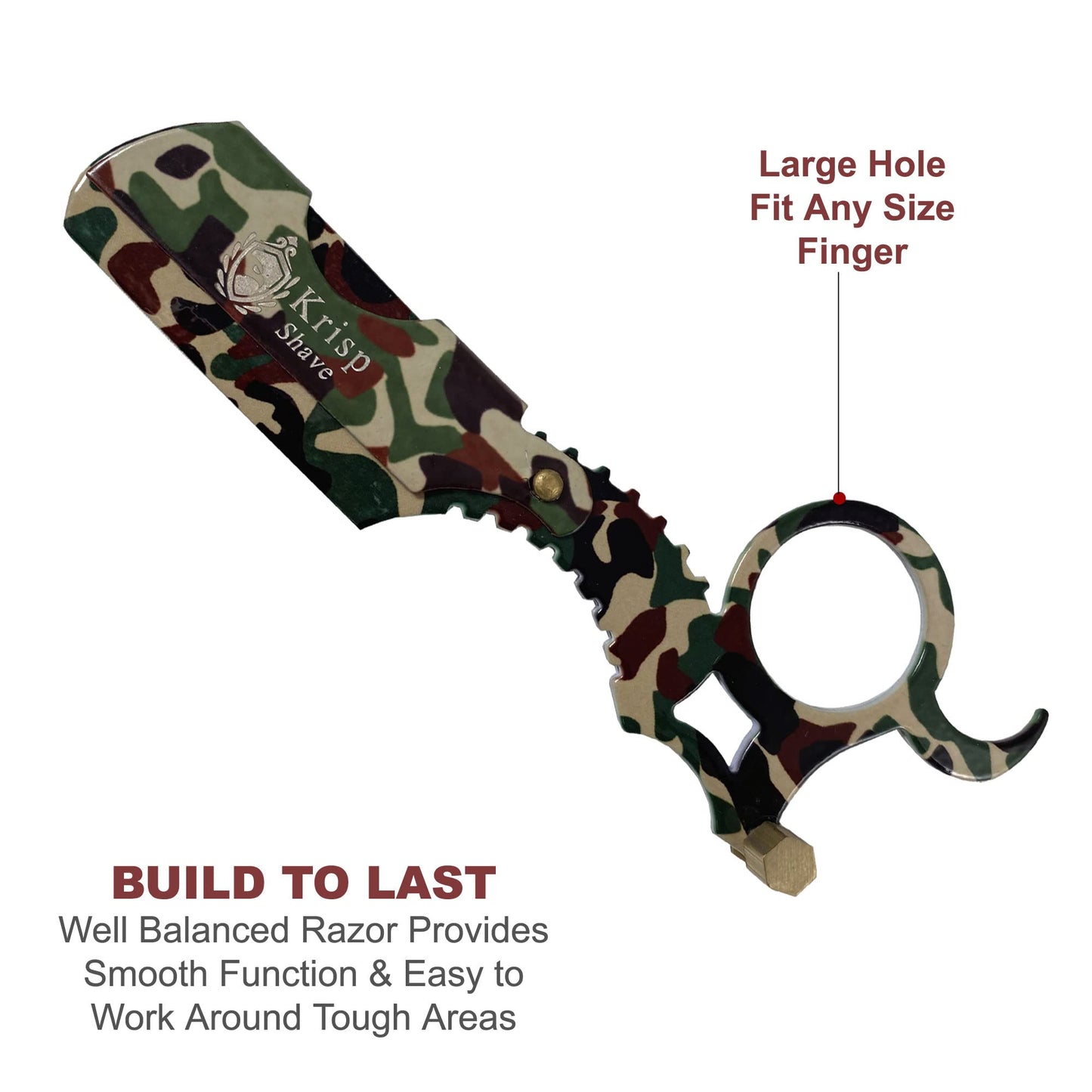 Straight Razor with 10 Shaving Blades Razors for Men - Professional Barber Straight Edge Razor for Close Shaving Cut Throat Shavette Men Beard Shave Manual Blade Holder By Krisp Beauty Green Camo