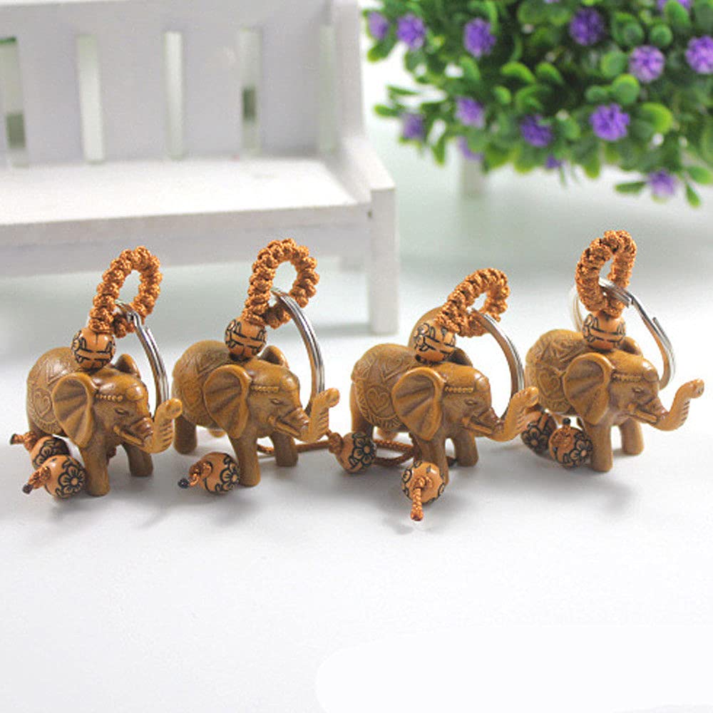 Creative Mini Elephant Carving Pendant Keychain Riches Lucky Animal Keyring Charm Backpack Decoration