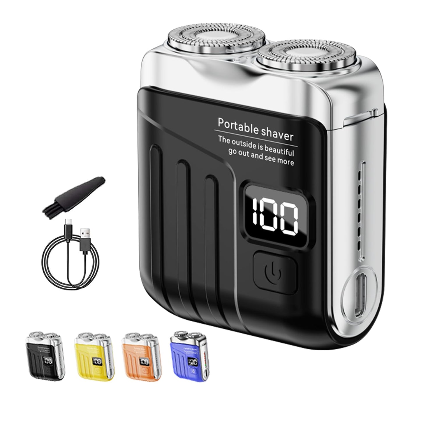 Cowenhey Portable Electric Shaver - LED Display Dual-Head Pocket Shaver, Mini USB Rechargeable Travel Razor, One-Button Operation, Long-Lasting Battery, for Home & Travel (Blue)