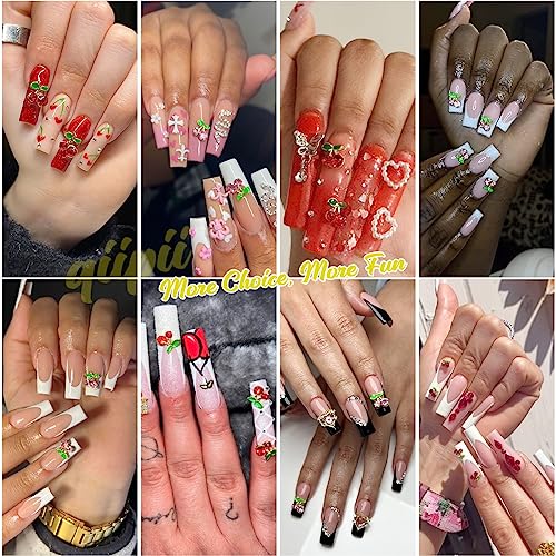 40 Pcs 3D Cherry Nail Charms - Rhinestone Nail Art Gems