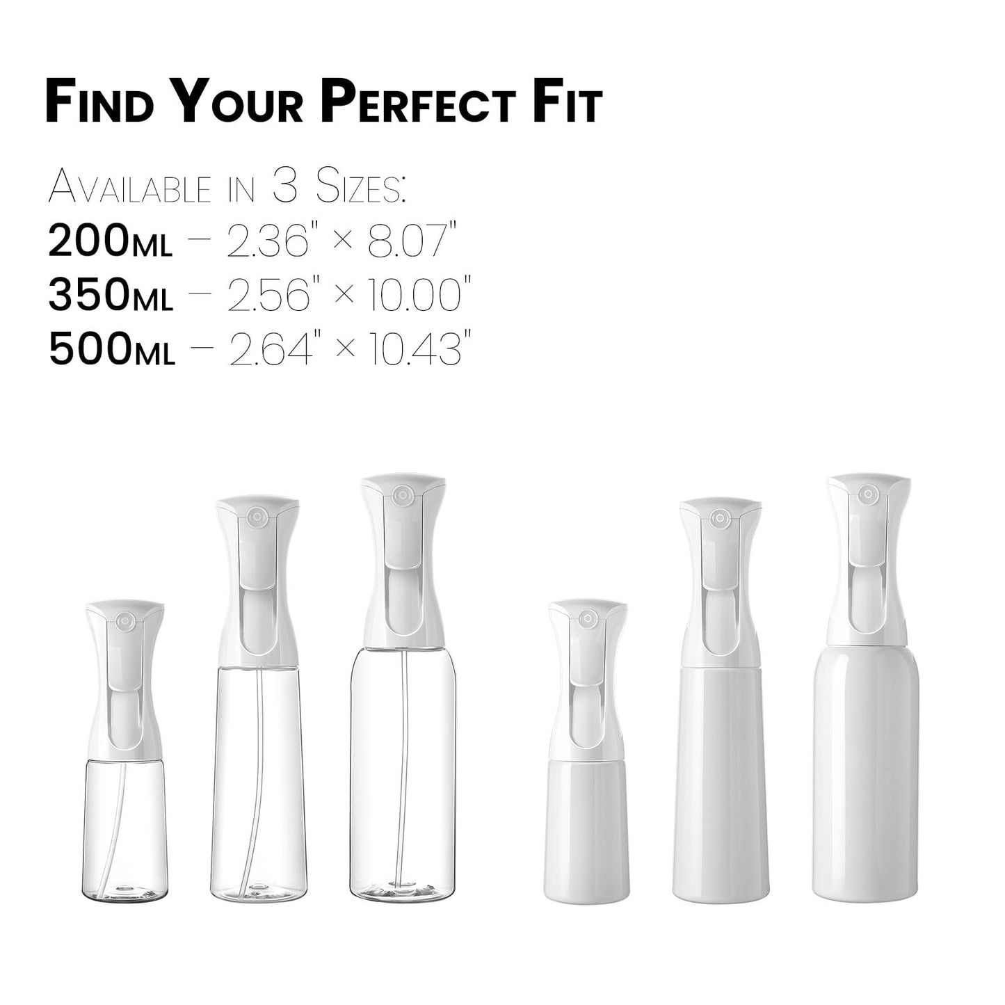 Mistifi Continuous Ultra Fine Mist Spray Bottle (350ml 4Pcs, Transparent bottle)
