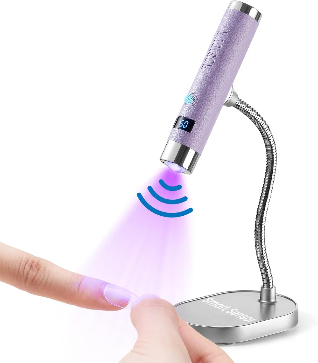Mini UV Lamp for Gel Nails - Rechargeable Handheld LED Curing Light | Fast Dry Auto Sensor (White)