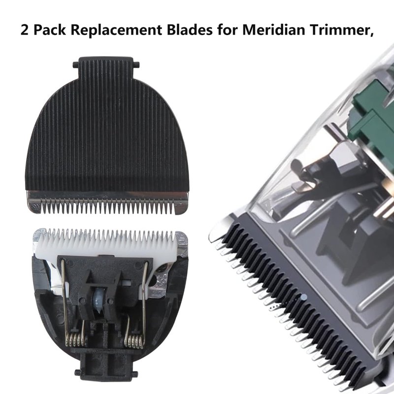 2 Pack Trimmer Replacement Ceramic Blades for Meridian&MANSPOT Grooming Trimmer, Replacement Blades Compatible with Meridian Body Trimmer (Onyx & Sage)-Black