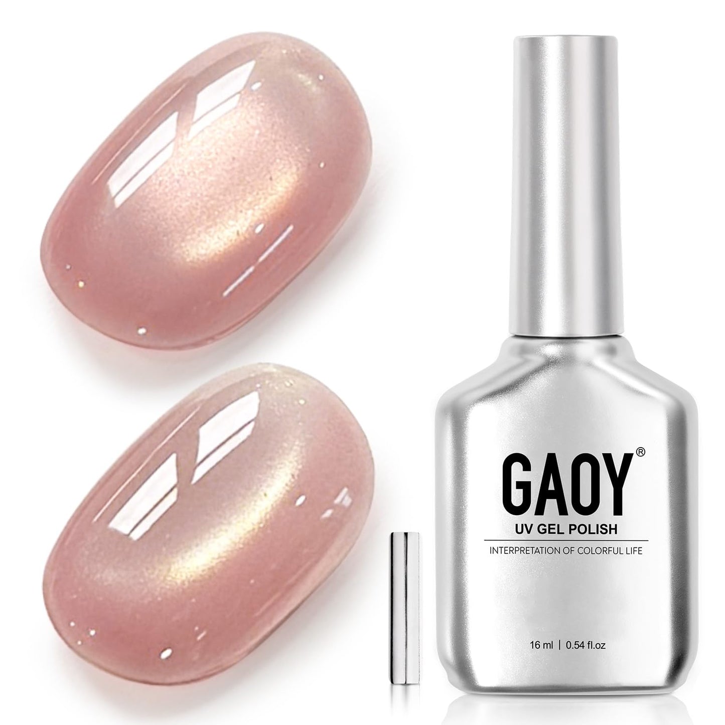 Glassy Cat Eye Gel Nail Polish - 16ml Holographic UV Gel with Magnet | Silvery Moonlight Reflective Finish