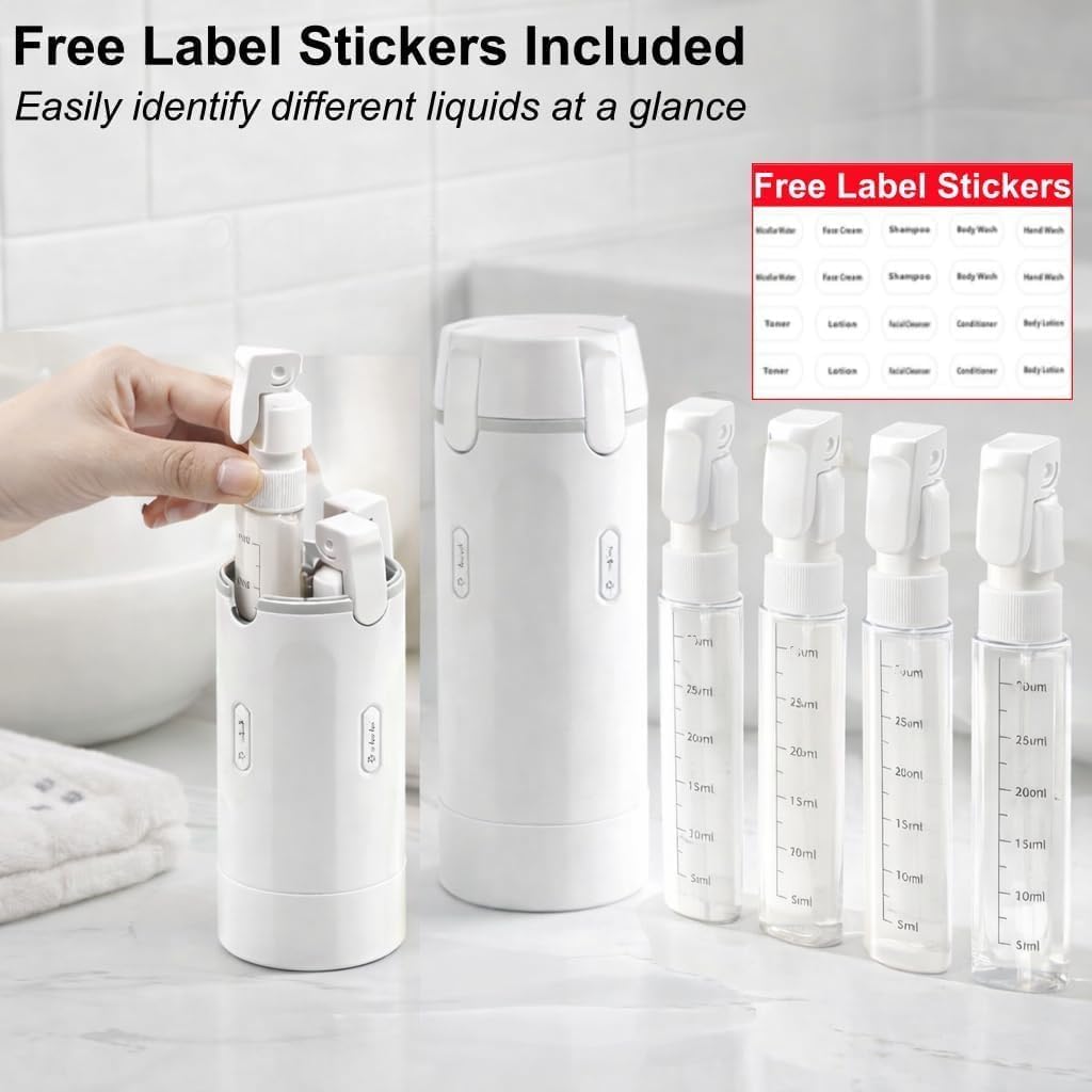 Travel Dispenser Set - 4 Pack 30ML Leak Proof Travel Bottles for Toiletries | Portable Shampoo, Lotion, Conditioner, Cream (Green)