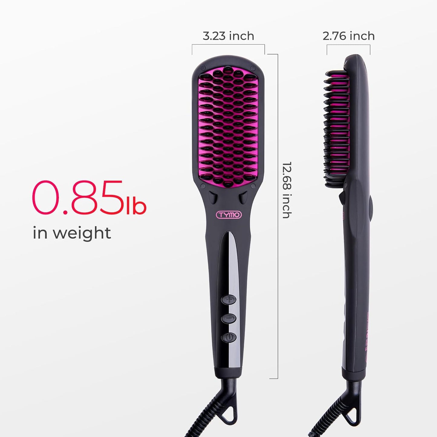 Tymo Ionic Hair Straightener Brush - One-Step Frizz-Free Styling, 16 Temp Settings, LCD Display | Dual Voltage Hot Comb