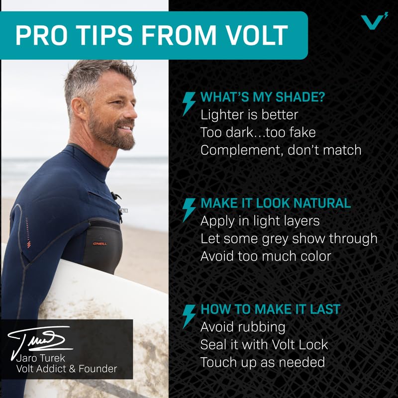 VOLT Instant Beard Color - Quick Drying Plant-Based Formula for Men | Ebony Brown/Black, 1 Pack, Up to 35 Applications