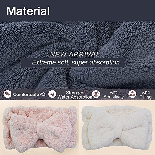 Chloven 2 Pack Microfiber Bowtie Headbands for Makeup & Skincare