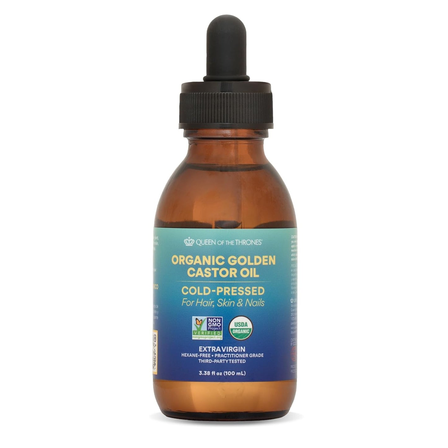 Organic Golden Castor Oil - 100% Pure Hexane-Free Formula for Hair, Skin, Nails, Brows & Lashes | 3.38oz (100ml)