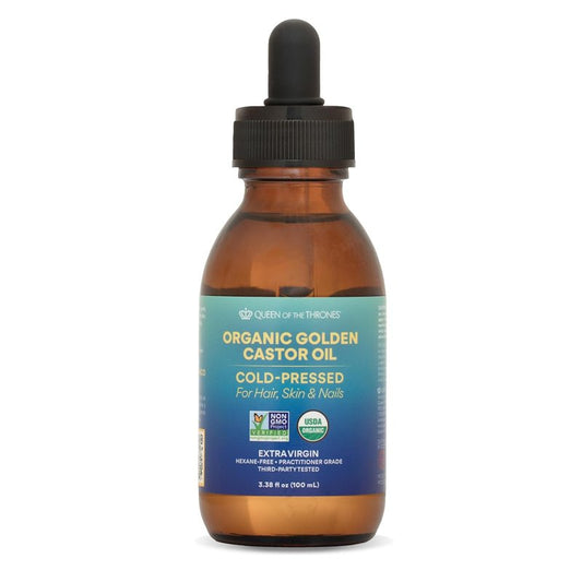 Organic Golden Castor Oil - 100% Pure Hexane-Free Formula for Hair, Skin, Nails, Brows & Lashes | 3.38oz (100ml)