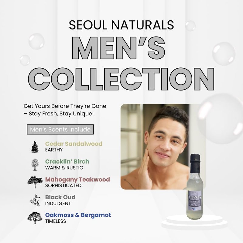 Seoul Naturals Men's Sophisticated Mahogany Teakwood Aftershave, alcohol free, k beauty, 4 oz