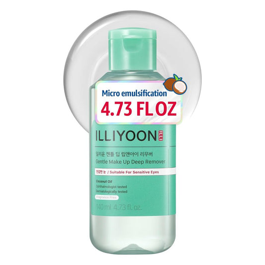 Illiyoon Gentle Deep Eye Makeup Remover | for Waterproof Mascara, Lipstick, Eyeliner, Non-Greasy 2-Phase Oil & Water Formula, Ophthalmologist Tested, Vegan, Korean Skin Care, 4.73 fl.oz.