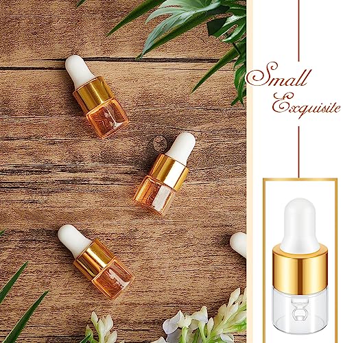 Didaey 1ml Champagne Gold Mini Glass Oil Dropper Bottles Set of 100