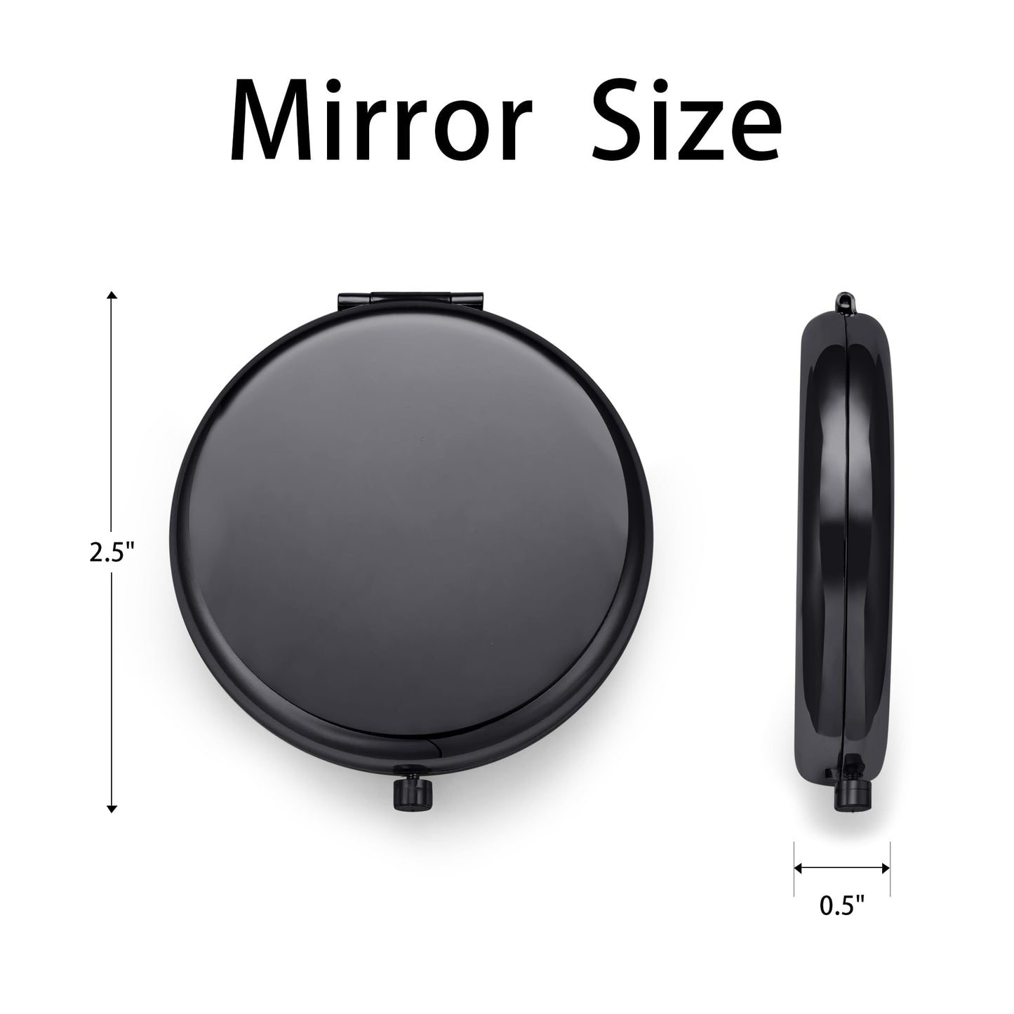 Daricano Compact Mirror for Purse, Metal Round Shell, Double-Sided 1X/2X Magnifying, Portable Travel Small Makeup Mirror, Mini Pocket Mirror, Black, 4 Packs