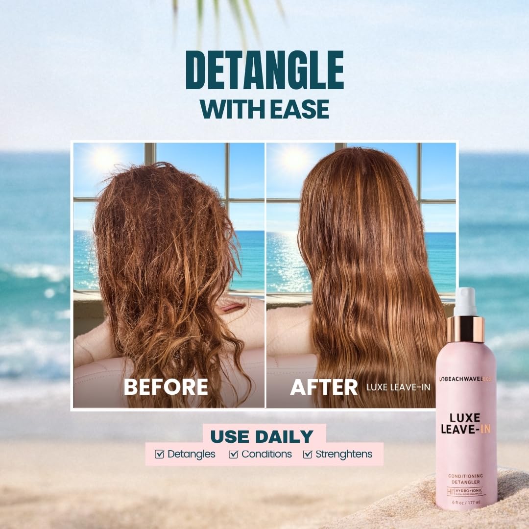 Luxe Leave-In Conditioning Detangler - Hydrate & Smooth Hair | 6 Fl Oz | Bali Beach Night Fragrance