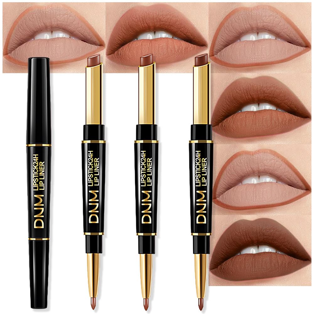 Chestnut Nude Brown Matte Lip Liner & Lipstick Set - Long Lasting, Waterproof, Smudge Proof | Antique Rose