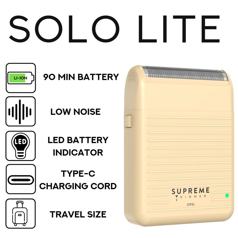 Supreme Trimmer Solo Lite Foil Shaver for Men | Rechargeable Electric Razor + 90 Min Runtime, Type-C USB Fast Charging | Lightweight Travel Shaver, Easy to Carry | STF91