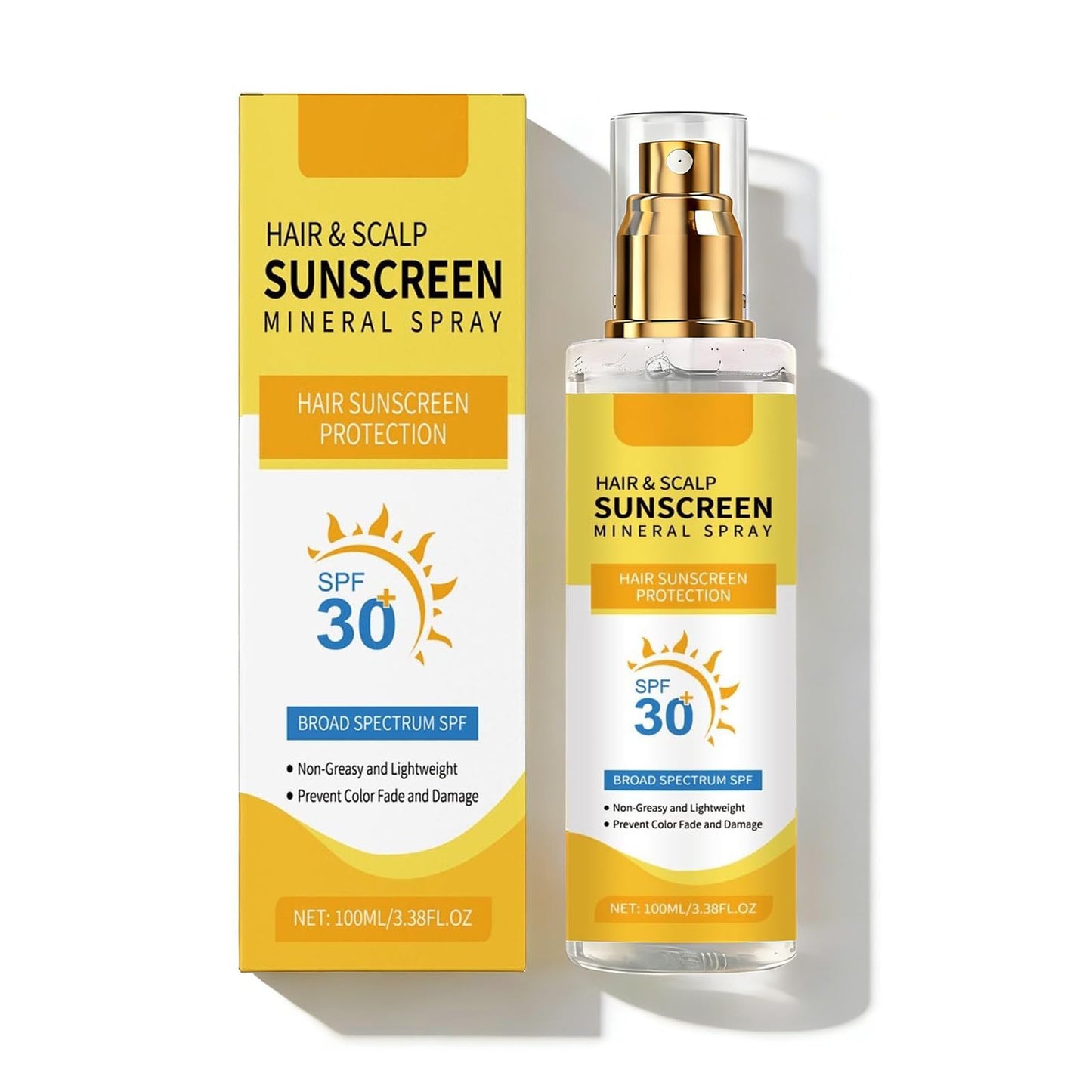 Hair & Scalp Sunscreen Spray SPF 30+, UV Protection Spray for Hair & Scalp, Lightweight Non-Greasy Water-Resistant Formula, Ideal for Outside (1pc)
