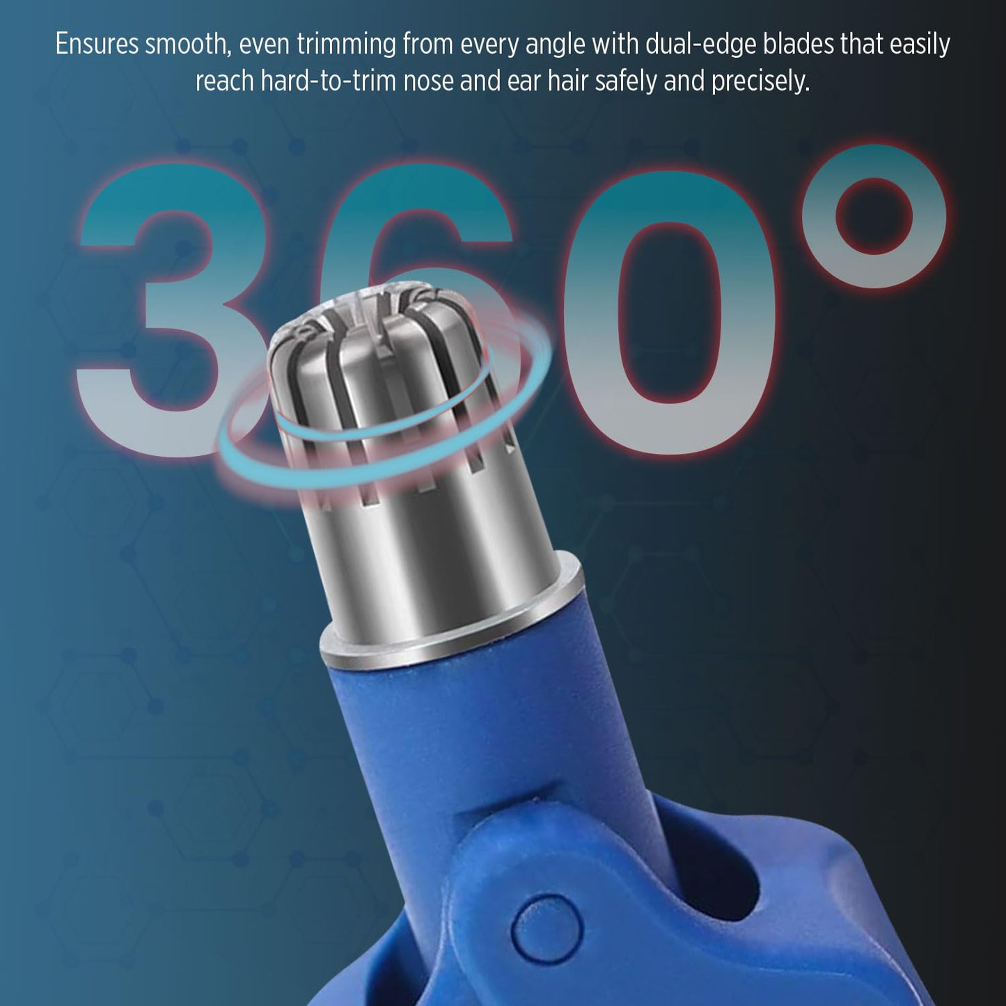 Infinity Choices Stainless Steel Hair Trimmer for Men and Women | Manual Nose and Ear Hair Trimmer | Nose Clippers, 360° Rotating Hair Trimmers | Washable Nose Hair Remover | Blue