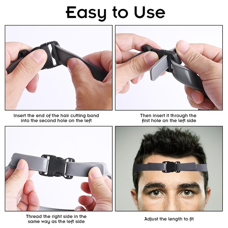 Adjustable Self Haircut Fade Tool, Hands-Free Hair Trimming Guide, Easy Use Tool Soft Portable, Self Haircut Kit for Men, Neckline Shaver Guide,DIY Self Haircut Tool