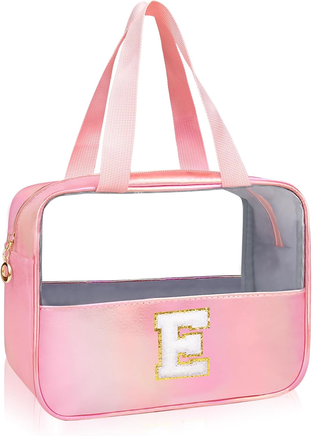 Personalized Pink Clear Makeup Bag - Large Cosmetic Organizer for Travel | Ideal Gift for Women & Girls