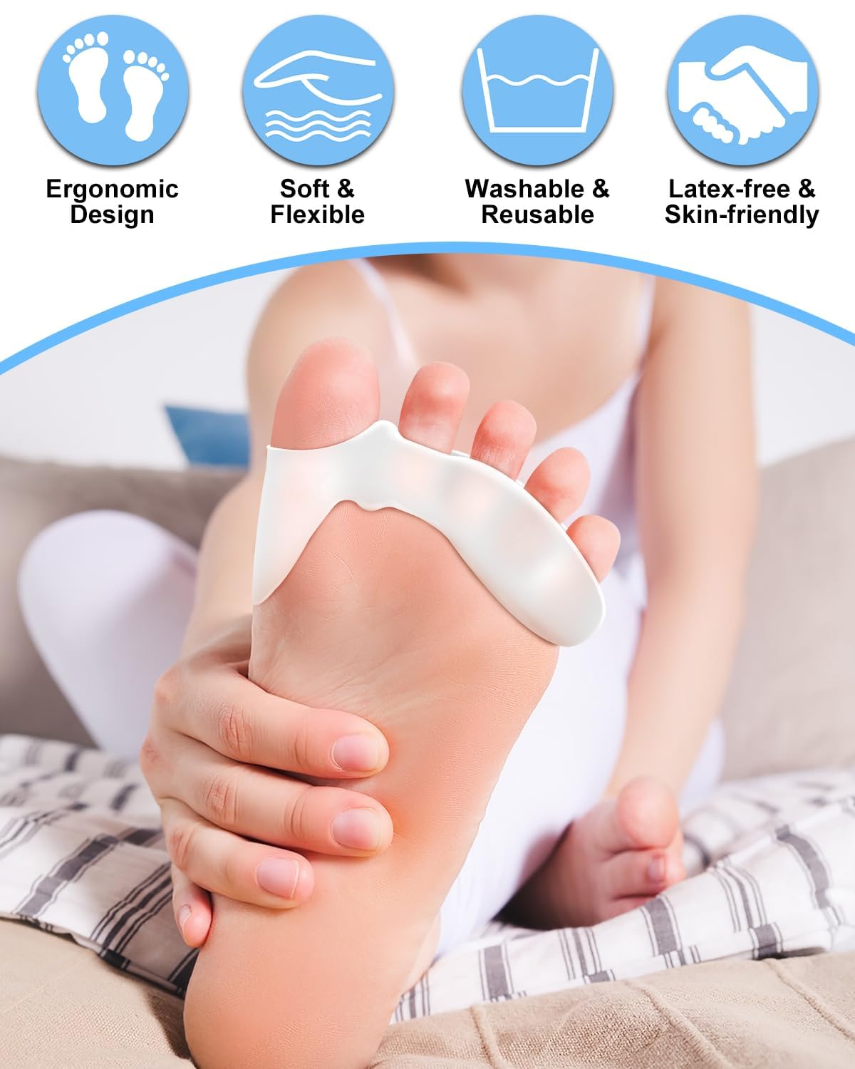 PGRODE 4PC Silicone Toe Separators Spacers for Women and Men Bunion Protector, Overlapping Toe Corrector Toe Alignment, Foot Pain Relief, Reduces Friction, Day and Night Use