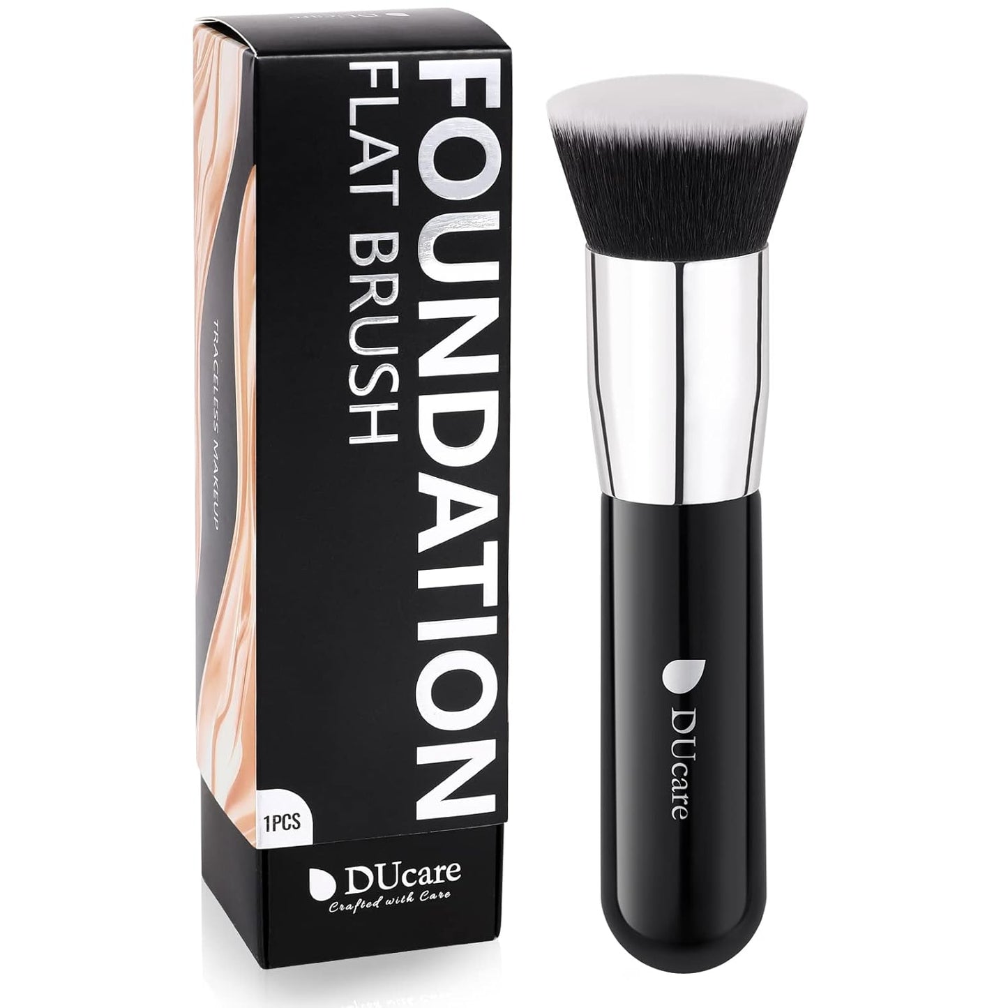 DUcare Large Flat Top Kabuki Foundation Brush Set - 3 Premium Brushes for Liquid, Cream & Powder Makeup | Buffing & Blending